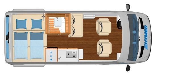 Hymer Grand Canyon S 4x4 - matkailuauto, jota voi ajaa B-kortilla. Vuodepaikat neljälle. Campingbus - Helsinki, Finnland