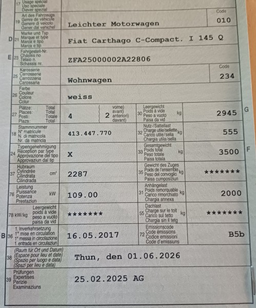 Carthago Carthago c Compactline 1 145  Q Super Lightweight Autocamper - Eriswil, Schweiz