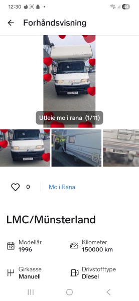 LMC 1996 Husbil - Mo i Rana, Norge