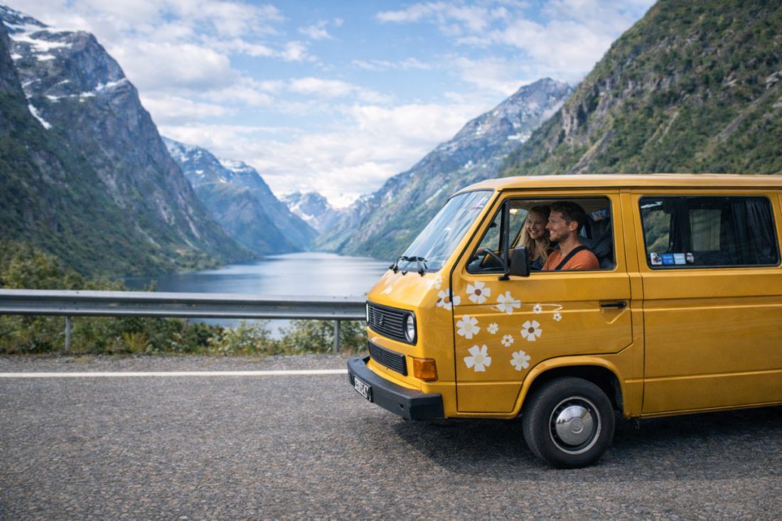 VW Transporter T3 Retkeilyauto - Skallestad, Norja